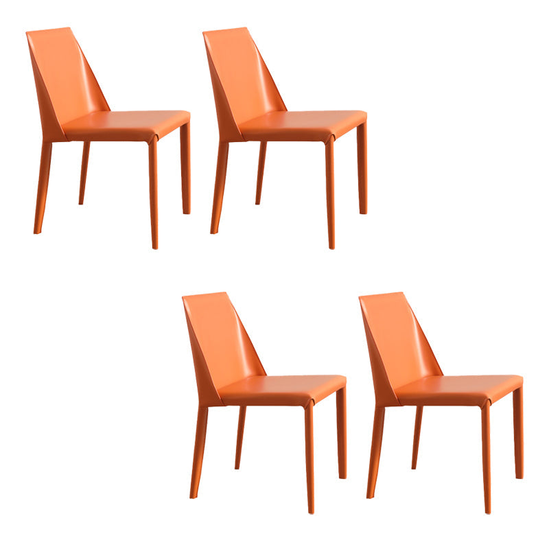 Contemporary Indoor Kitchen Chair Faux Leather Dining Side Chair Orange 4 Piece Set Clearhalo 'Dining Chairs' 'Dining Tables & Seating' 'dining_chair' 'furn' 'furn_dining_chair' 'Furniture' 'Kitchen & Dining Furniture' 6575577
