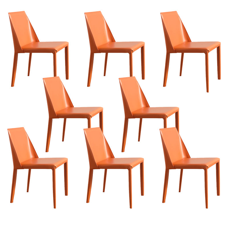 Contemporary Indoor Kitchen Chair Faux Leather Dining Side Chair Orange 8 Piece Set Clearhalo 'Dining Chairs' 'Dining Tables & Seating' 'dining_chair' 'furn' 'furn_dining_chair' 'Furniture' 'Kitchen & Dining Furniture' 6575580
