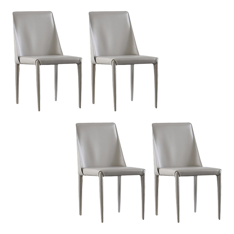 Contemporary Indoor Kitchen Chair Faux Leather Dining Side Chair Light Gray 4 Piece Set Clearhalo 'Dining Chairs' 'Dining Tables & Seating' 'dining_chair' 'furn' 'furn_dining_chair' 'Furniture' 'Kitchen & Dining Furniture' 6575584