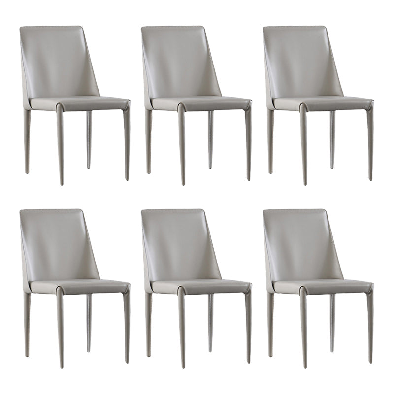 Contemporary Indoor Kitchen Chair Faux Leather Dining Side Chair Light Gray 6 Piece Set Clearhalo 'Dining Chairs' 'Dining Tables & Seating' 'dining_chair' 'furn' 'furn_dining_chair' 'Furniture' 'Kitchen & Dining Furniture' 6575586