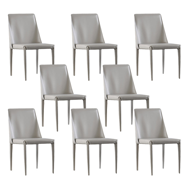 Contemporary Indoor Kitchen Chair Faux Leather Dining Side Chair Light Gray 8 Piece Set Clearhalo 'Dining Chairs' 'Dining Tables & Seating' 'dining_chair' 'furn' 'furn_dining_chair' 'Furniture' 'Kitchen & Dining Furniture' 6575588