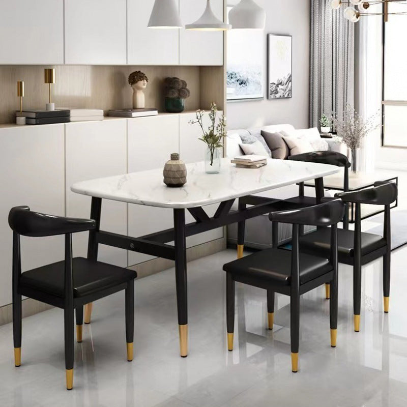 Chaise de salle à manger en métal chaise rembourrée contemporaine