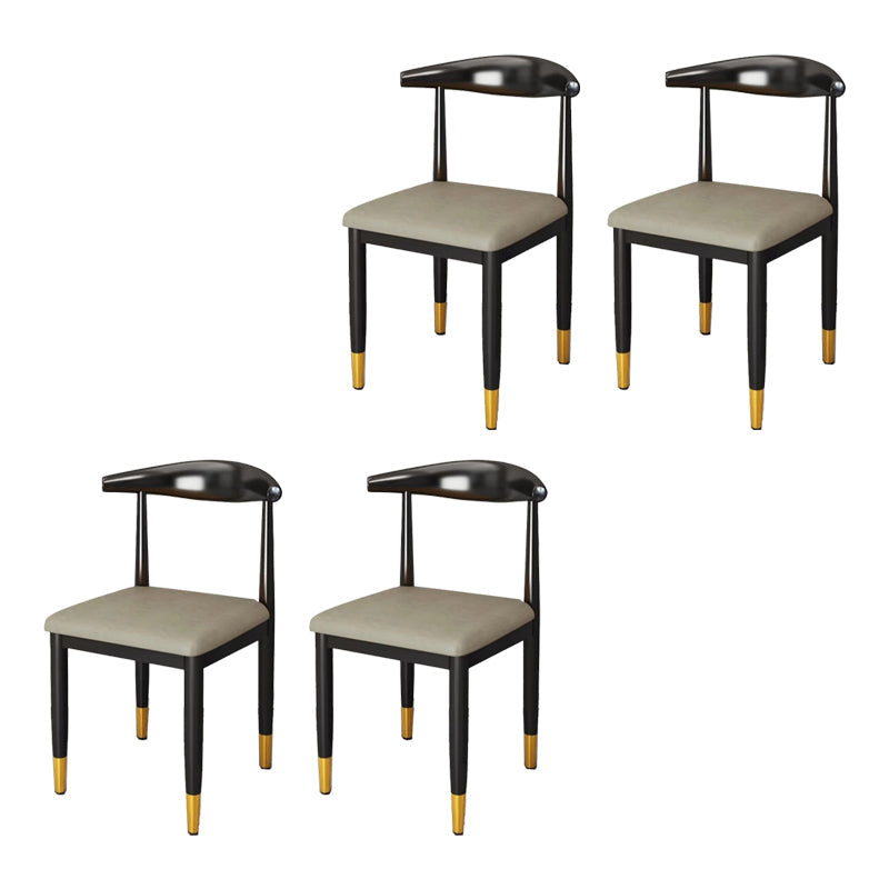 Chaise de salle à manger en métal chaise rembourrée contemporaine