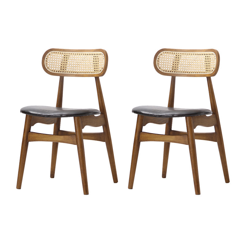 Eigentijdse open rug eetkamerstoel indoor-outdoor massief houten zijstoel