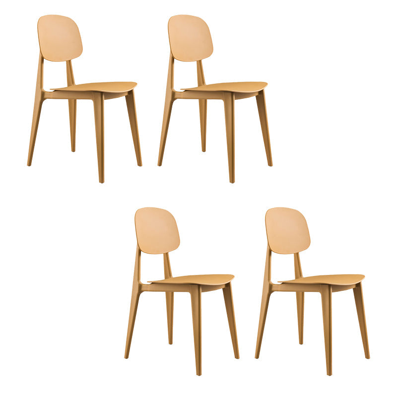Kitchen Plastic Dining Armless Chair Stacking Dining Room Chair Tan 4 Piece Set Clearhalo 'Dining Chairs' 'Dining Tables & Seating' 'dining_chair' 'furn' 'furn_dining_chair' 'Furniture' 'Kitchen & Dining Furniture' 6575851