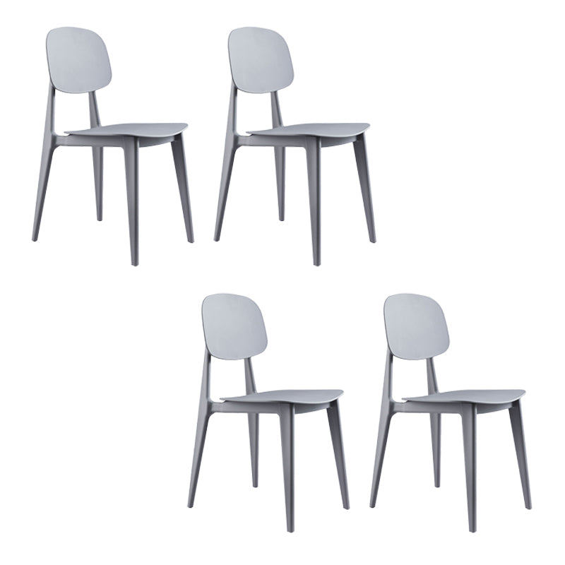 Kitchen Plastic Dining Armless Chair Stacking Dining Room Chair Grey 4 Piece Set Clearhalo 'Dining Chairs' 'Dining Tables & Seating' 'dining_chair' 'furn' 'furn_dining_chair' 'Furniture' 'Kitchen & Dining Furniture' 6575856