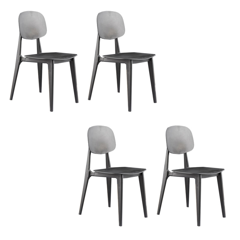 Kitchen Plastic Dining Armless Chair Stacking Dining Room Chair Black 4 Piece Set Clearhalo 'Dining Chairs' 'Dining Tables & Seating' 'dining_chair' 'furn' 'furn_dining_chair' 'Furniture' 'Kitchen & Dining Furniture' 6575861
