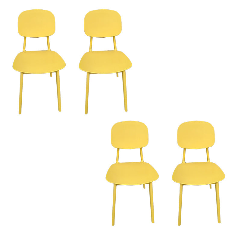 Kitchen Plastic Dining Armless Chair Stacking Dining Room Chair Yellow 4 Piece Set Clearhalo 'Dining Chairs' 'Dining Tables & Seating' 'dining_chair' 'furn' 'furn_dining_chair' 'Furniture' 'Kitchen & Dining Furniture' 6575865