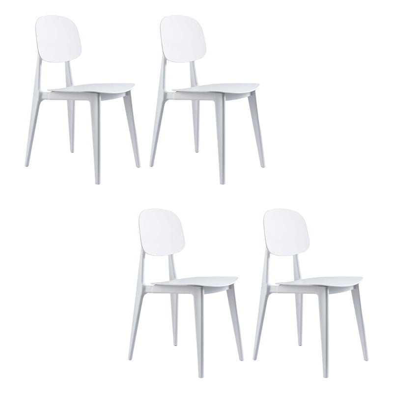 Kitchen Plastic Dining Armless Chair Stacking Dining Room Chair White 4 Piece Set Clearhalo 'Dining Chairs' 'Dining Tables & Seating' 'dining_chair' 'furn' 'furn_dining_chair' 'Furniture' 'Kitchen & Dining Furniture' 6575867