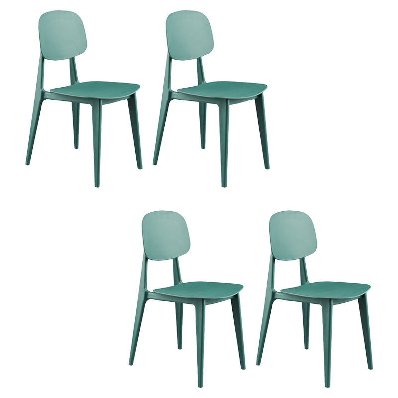 Kitchen Plastic Dining Armless Chair Stacking Dining Room Chair Green 4 Piece Set Clearhalo 'Dining Chairs' 'Dining Tables & Seating' 'dining_chair' 'furn' 'furn_dining_chair' 'Furniture' 'Kitchen & Dining Furniture' 6575869