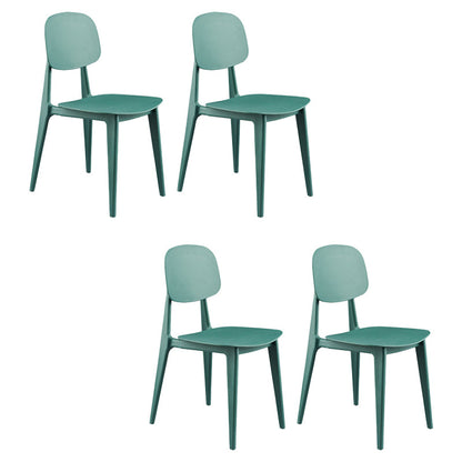 Kitchen Plastic Dining Armless Chair Stacking Dining Room Chair Green 4 Piece Set Clearhalo 'Dining Chairs' 'Dining Tables & Seating' 'dining_chair' 'furn' 'furn_dining_chair' 'Furniture' 'Kitchen & Dining Furniture' 6575869