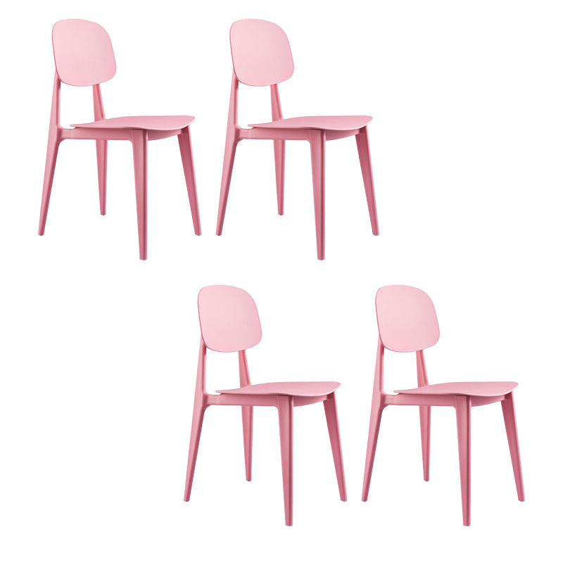 Kitchen Plastic Dining Armless Chair Stacking Dining Room Chair Pink 4 Piece Set Clearhalo 'Dining Chairs' 'Dining Tables & Seating' 'dining_chair' 'furn' 'furn_dining_chair' 'Furniture' 'Kitchen & Dining Furniture' 6575871