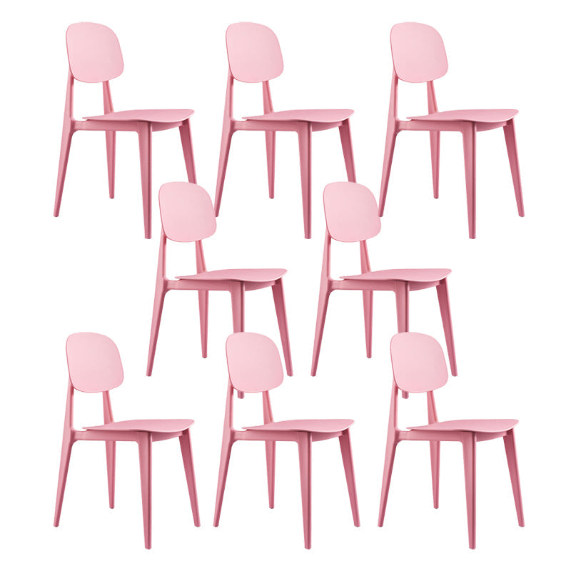 Kitchen Plastic Dining Armless Chair Stacking Dining Room Chair Pink 8 Piece Set Clearhalo 'Dining Chairs' 'Dining Tables & Seating' 'dining_chair' 'furn' 'furn_dining_chair' 'Furniture' 'Kitchen & Dining Furniture' 6575872