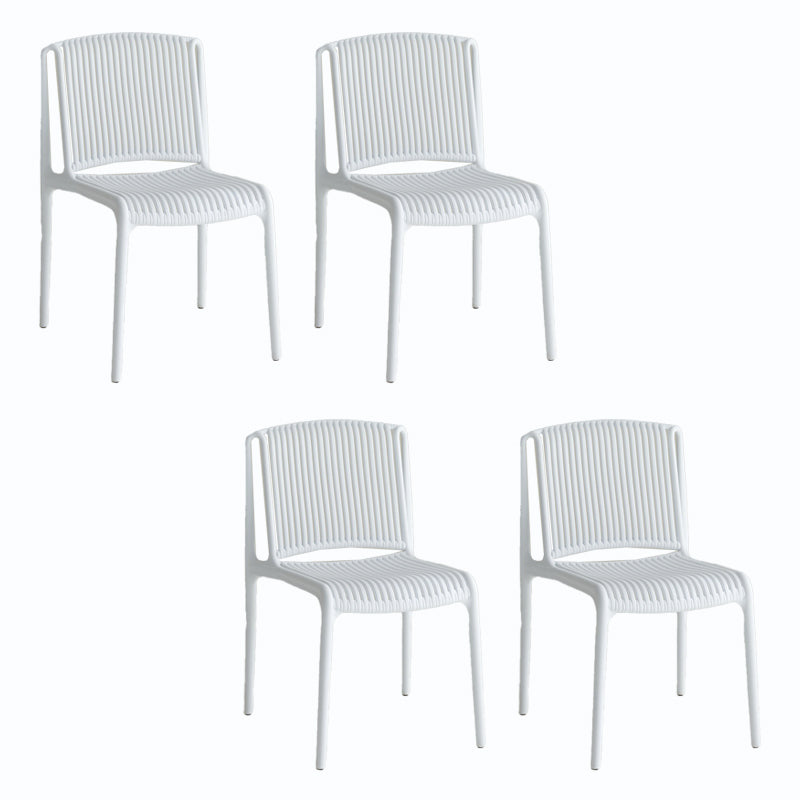 Home Indoor Armless Dining Chairs Slat Back Stacking Side Chair White 4 Piece Set Clearhalo 'Dining Chairs' 'Dining Tables & Seating' 'dining_chair' 'furn' 'furn_dining_chair' 'Furniture' 'Kitchen & Dining Furniture' 6575899