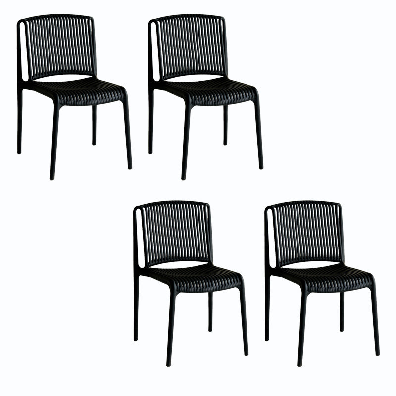 Home Indoor Armless Dining Chairs Slat Back Stacking Side Chair Black 4 Piece Set Clearhalo 'Dining Chairs' 'Dining Tables & Seating' 'dining_chair' 'furn' 'furn_dining_chair' 'Furniture' 'Kitchen & Dining Furniture' 6575903