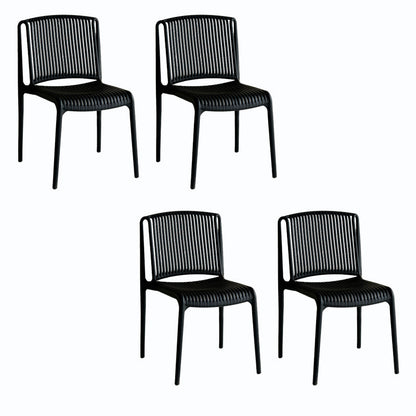 Home Indoor Armless Dining Chairs Slat Back Stacking Side Chair Black 4 Piece Set Clearhalo 'Dining Chairs' 'Dining Tables & Seating' 'dining_chair' 'furn' 'furn_dining_chair' 'Furniture' 'Kitchen & Dining Furniture' 6575903