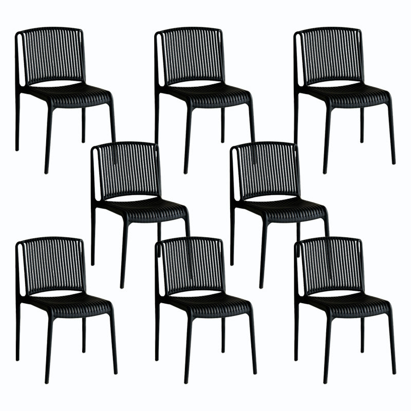 Home Indoor Armless Dining Chairs Slat Back Stacking Side Chair Black 8 Piece Set Clearhalo 'Dining Chairs' 'Dining Tables & Seating' 'dining_chair' 'furn' 'furn_dining_chair' 'Furniture' 'Kitchen & Dining Furniture' 6575905