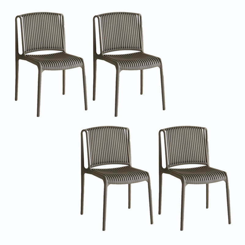 Home Indoor Armless Dining Chairs Slat Back Stacking Side Chair Grey 4 Piece Set Clearhalo 'Dining Chairs' 'Dining Tables & Seating' 'dining_chair' 'furn' 'furn_dining_chair' 'Furniture' 'Kitchen & Dining Furniture' 6575908