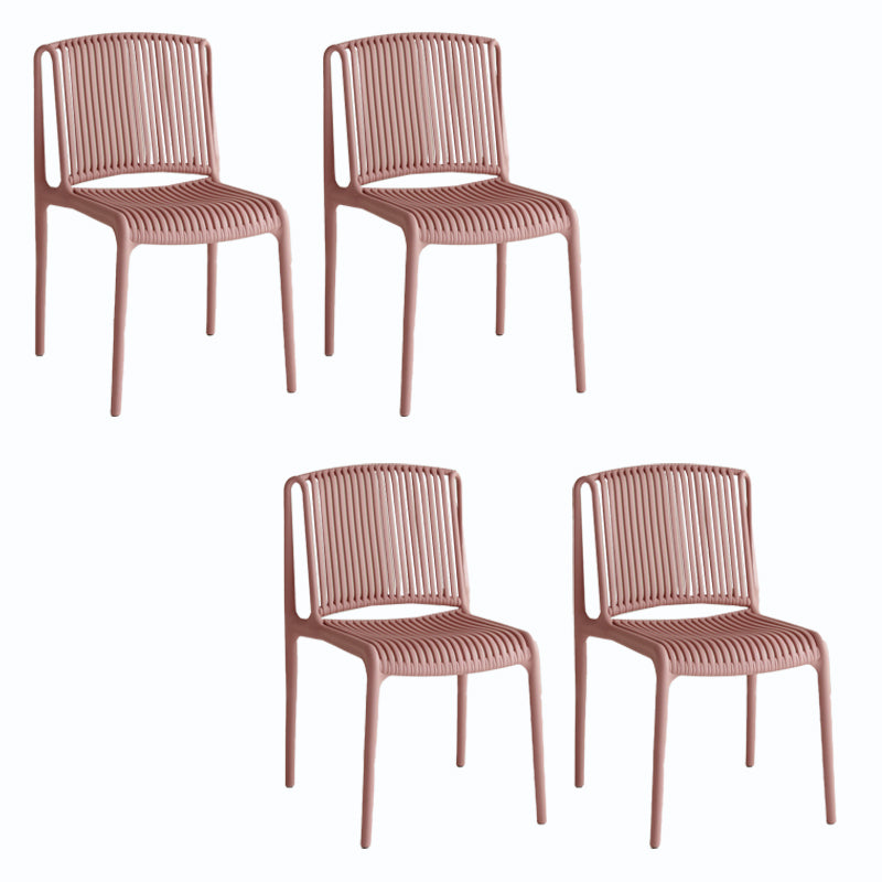 Home Indoor Armless Dining Chairs Slat Back Stacking Side Chair Pink 4 Piece Set Clearhalo 'Dining Chairs' 'Dining Tables & Seating' 'dining_chair' 'furn' 'furn_dining_chair' 'Furniture' 'Kitchen & Dining Furniture' 6575914