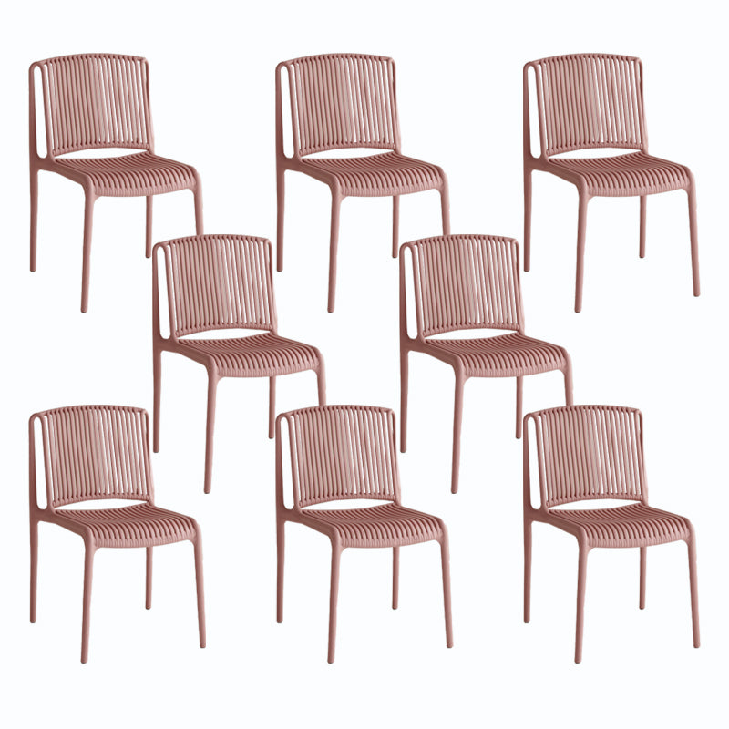 Home Indoor Armless Dining Chairs Slat Back Stacking Side Chair Pink 8 Piece Set Clearhalo 'Dining Chairs' 'Dining Tables & Seating' 'dining_chair' 'furn' 'furn_dining_chair' 'Furniture' 'Kitchen & Dining Furniture' 6575916