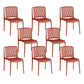 Home Indoor Armless Dining Chairs Slat Back Stacking Side Chair Red 8 Piece Set Clearhalo 'Dining Chairs' 'Dining Tables & Seating' 'dining_chair' 'furn' 'furn_dining_chair' 'Furniture' 'Kitchen & Dining Furniture' 6575920