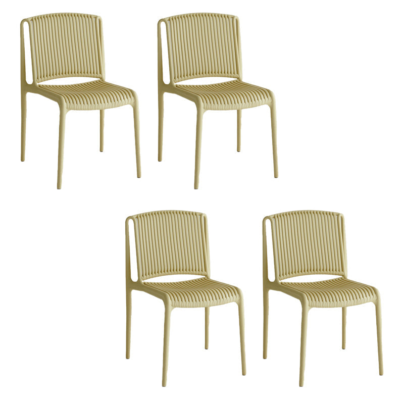 Home Indoor Armless Dining Chairs Slat Back Stacking Side Chair Yellow 4 Piece Set Clearhalo 'Dining Chairs' 'Dining Tables & Seating' 'dining_chair' 'furn' 'furn_dining_chair' 'Furniture' 'Kitchen & Dining Furniture' 6575925