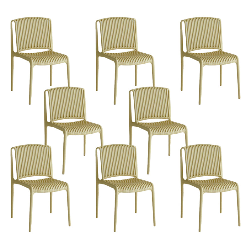 Home Indoor Armless Dining Chairs Slat Back Stacking Side Chair Yellow 8 Piece Set Clearhalo 'Dining Chairs' 'Dining Tables & Seating' 'dining_chair' 'furn' 'furn_dining_chair' 'Furniture' 'Kitchen & Dining Furniture' 6575926