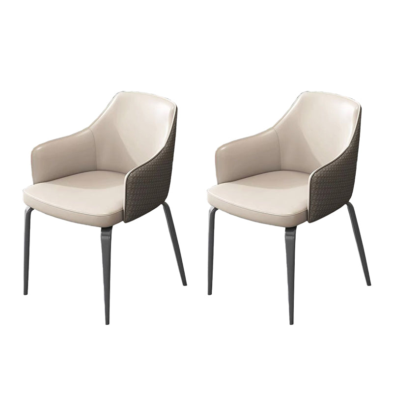 Indoor Kitchen Dining Accent Chair Upholstered Dining Arm Chair Off-White 2 Piece Set Clearhalo 'Dining Chairs' 'Dining Tables & Seating' 'dining_chair' 'furn' 'furn_dining_chair' 'Furniture' 'Kitchen & Dining Furniture' 6576053