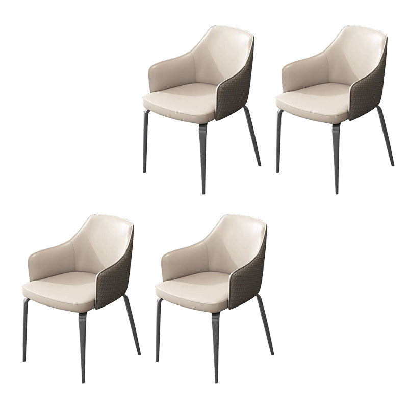 Indoor Kitchen Dining Accent Chair Upholstered Dining Arm Chair Off-White 4 Piece Set Clearhalo 'Dining Chairs' 'Dining Tables & Seating' 'dining_chair' 'furn' 'furn_dining_chair' 'Furniture' 'Kitchen & Dining Furniture' 6576055