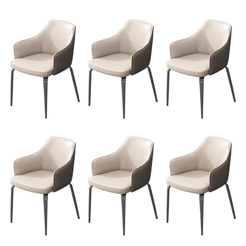 Indoor Kitchen Dining Accent Chair Upholstered Dining Arm Chair Off-White 6 Piece Set Clearhalo 'Dining Chairs' 'Dining Tables & Seating' 'dining_chair' 'furn' 'furn_dining_chair' 'Furniture' 'Kitchen & Dining Furniture' 6576057