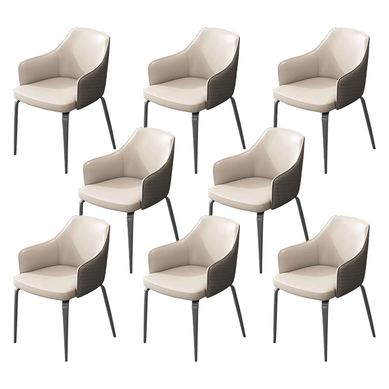 Indoor Kitchen Dining Accent Chair Upholstered Dining Arm Chair Off-White 8 Piece Set Clearhalo 'Dining Chairs' 'Dining Tables & Seating' 'dining_chair' 'furn' 'furn_dining_chair' 'Furniture' 'Kitchen & Dining Furniture' 6576059