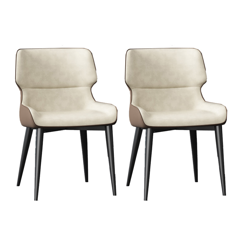 Dining Room Upholstered Side Chair Home Faux Leather Dining Chair Beige 2 Piece Set Clearhalo 'Dining Chairs' 'Dining Tables & Seating' 'dining_chair' 'furn' 'furn_dining_chair' 'Furniture' 'Kitchen & Dining Furniture' 6576098