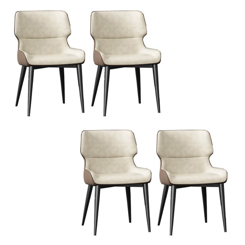 Dining Room Upholstered Side Chair Home Faux Leather Dining Chair Beige 4 Piece Set Clearhalo 'Dining Chairs' 'Dining Tables & Seating' 'dining_chair' 'furn' 'furn_dining_chair' 'Furniture' 'Kitchen & Dining Furniture' 6576100
