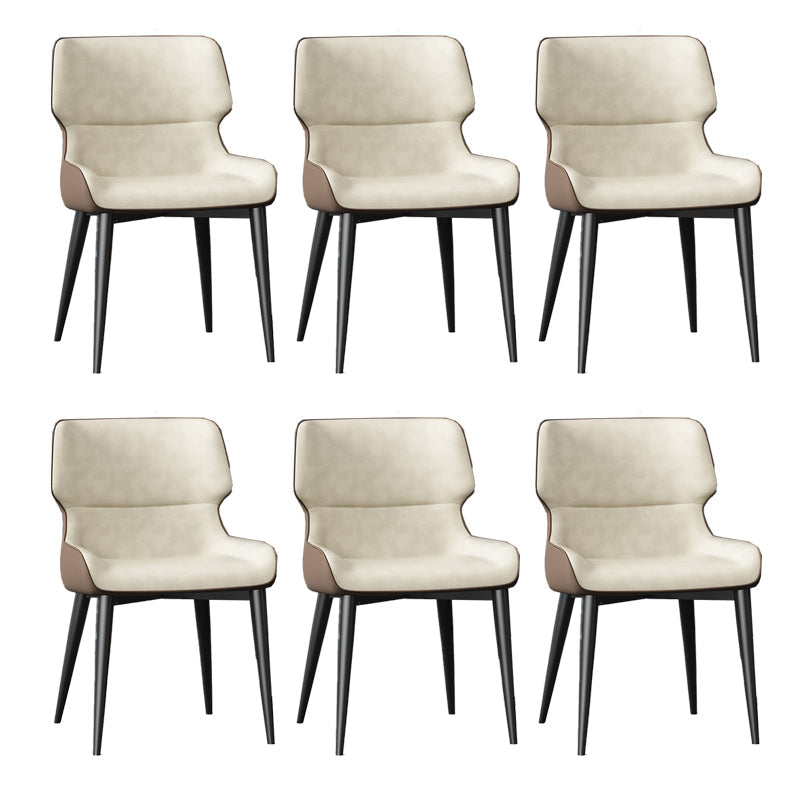 Dining Room Upholstered Side Chair Home Faux Leather Dining Chair Beige 6 Piece Set Clearhalo 'Dining Chairs' 'Dining Tables & Seating' 'dining_chair' 'furn' 'furn_dining_chair' 'Furniture' 'Kitchen & Dining Furniture' 6576101