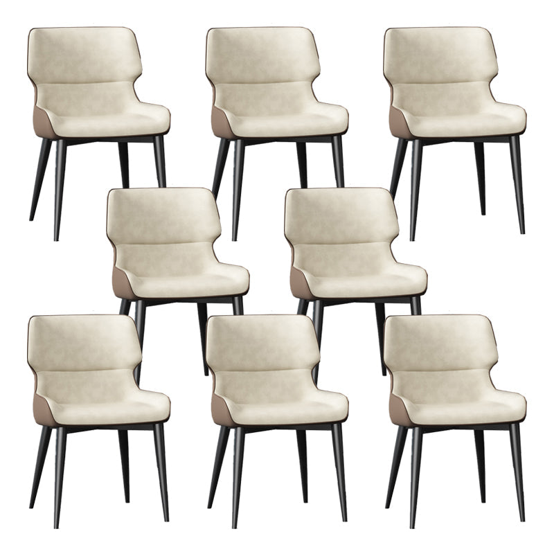Dining Room Upholstered Side Chair Home Faux Leather Dining Chair Beige 8 Piece Set Clearhalo 'Dining Chairs' 'Dining Tables & Seating' 'dining_chair' 'furn' 'furn_dining_chair' 'Furniture' 'Kitchen & Dining Furniture' 6576104