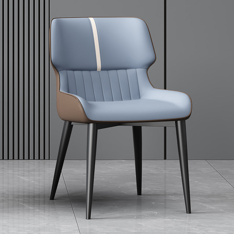 Dining Room Upholstered Side Chair Home Faux Leather Dining Chair Light Blue 1 Piece Clearhalo 'Dining Chairs' 'Dining Tables & Seating' 'dining_chair' 'furn' 'furn_dining_chair' 'Furniture' 'Kitchen & Dining Furniture' 6576120