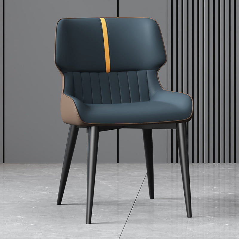 Dining Room Upholstered Side Chair Home Faux Leather Dining Chair Dark Blue 1 Piece Clearhalo 'Dining Chairs' 'Dining Tables & Seating' 'dining_chair' 'furn' 'furn_dining_chair' 'Furniture' 'Kitchen & Dining Furniture' 6576125