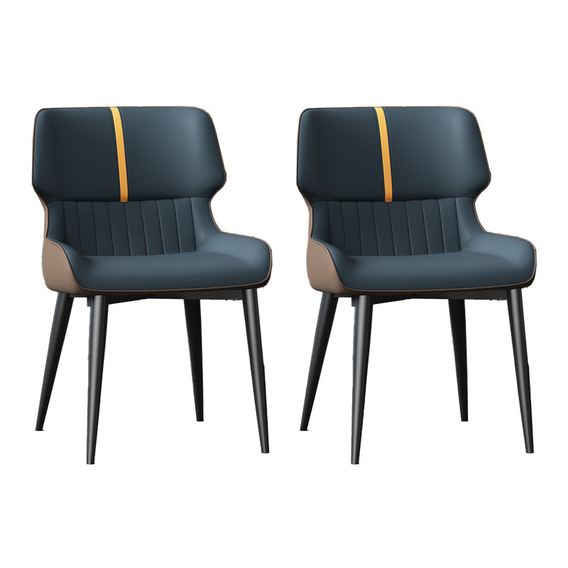 Dining Room Upholstered Side Chair Home Faux Leather Dining Chair Dark Blue 2 Piece Set Clearhalo 'Dining Chairs' 'Dining Tables & Seating' 'dining_chair' 'furn' 'furn_dining_chair' 'Furniture' 'Kitchen & Dining Furniture' 6576126
