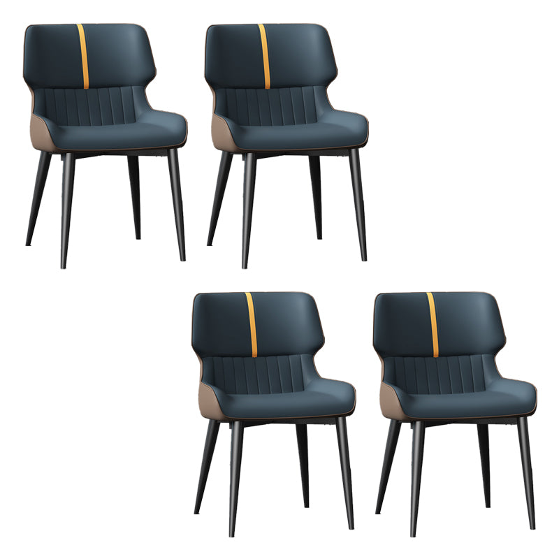 Dining Room Upholstered Side Chair Home Faux Leather Dining Chair Dark Blue 4 Piece Set Clearhalo 'Dining Chairs' 'Dining Tables & Seating' 'dining_chair' 'furn' 'furn_dining_chair' 'Furniture' 'Kitchen & Dining Furniture' 6576127