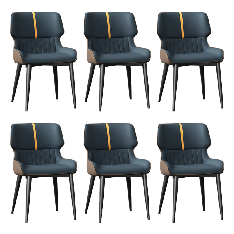 Dining Room Upholstered Side Chair Home Faux Leather Dining Chair Dark Blue 6 Piece Set Clearhalo 'Dining Chairs' 'Dining Tables & Seating' 'dining_chair' 'furn' 'furn_dining_chair' 'Furniture' 'Kitchen & Dining Furniture' 6576128