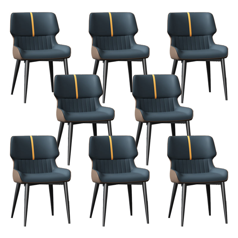Dining Room Upholstered Side Chair Home Faux Leather Dining Chair Dark Blue 8 Piece Set Clearhalo 'Dining Chairs' 'Dining Tables & Seating' 'dining_chair' 'furn' 'furn_dining_chair' 'Furniture' 'Kitchen & Dining Furniture' 6576129