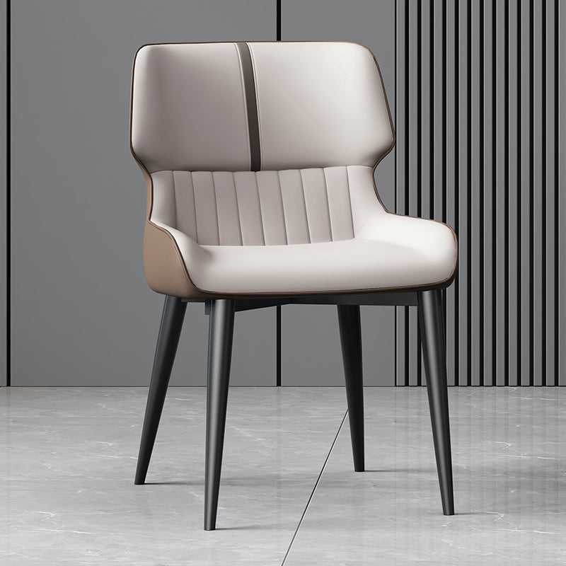 Dining Room Upholstered Side Chair Home Faux Leather Dining Chair Off-White 1 Piece Clearhalo 'Dining Chairs' 'Dining Tables & Seating' 'dining_chair' 'furn' 'furn_dining_chair' 'Furniture' 'Kitchen & Dining Furniture' 6576130