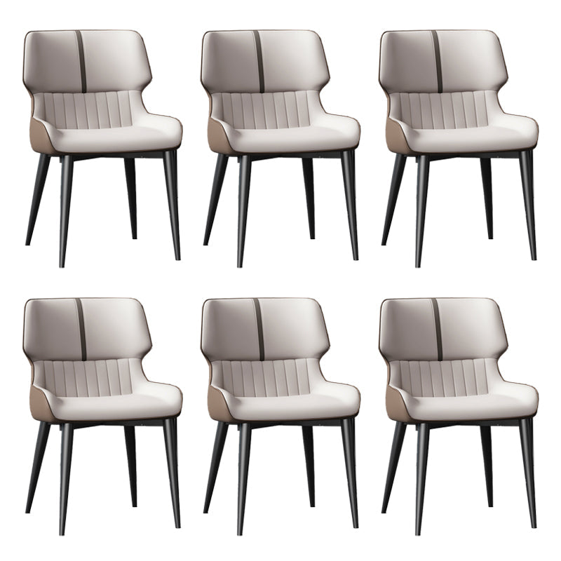 Dining Room Upholstered Side Chair Home Faux Leather Dining Chair Off-White 6 Piece Set Clearhalo 'Dining Chairs' 'Dining Tables & Seating' 'dining_chair' 'furn' 'furn_dining_chair' 'Furniture' 'Kitchen & Dining Furniture' 6576133