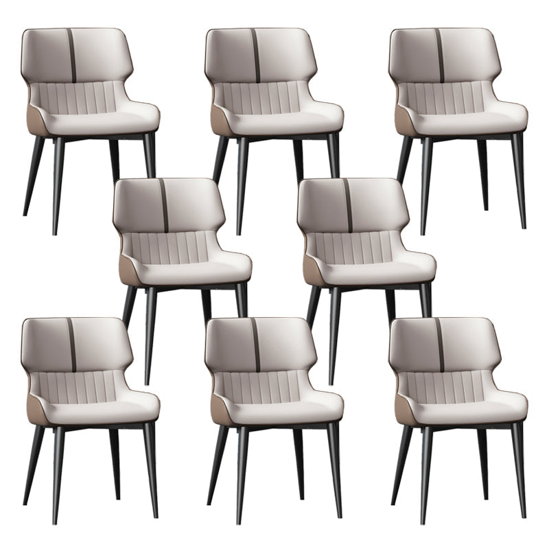 Dining Room Upholstered Side Chair Home Faux Leather Dining Chair Off-White 8 Piece Set Clearhalo 'Dining Chairs' 'Dining Tables & Seating' 'dining_chair' 'furn' 'furn_dining_chair' 'Furniture' 'Kitchen & Dining Furniture' 6576134