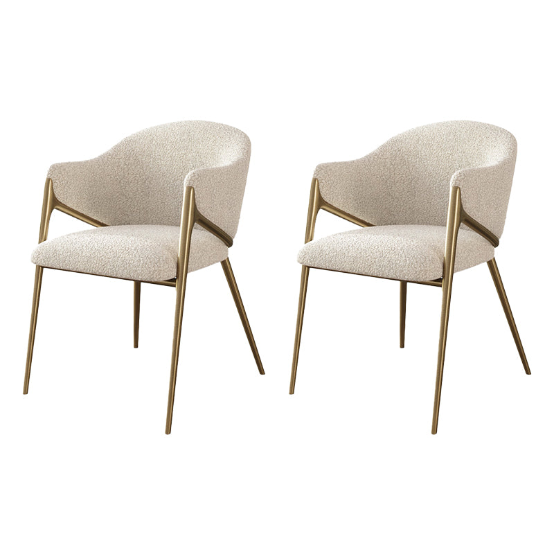 Glam Indoor Upholstered Dining Chair Gold Legs Parsons Arm Chair White 2 Piece Set Clearhalo 'Dining Chairs' 'Dining Tables & Seating' 'dining_chair' 'furn' 'furn_dining_chair' 'Furniture' 'Kitchen & Dining Furniture' 6576143