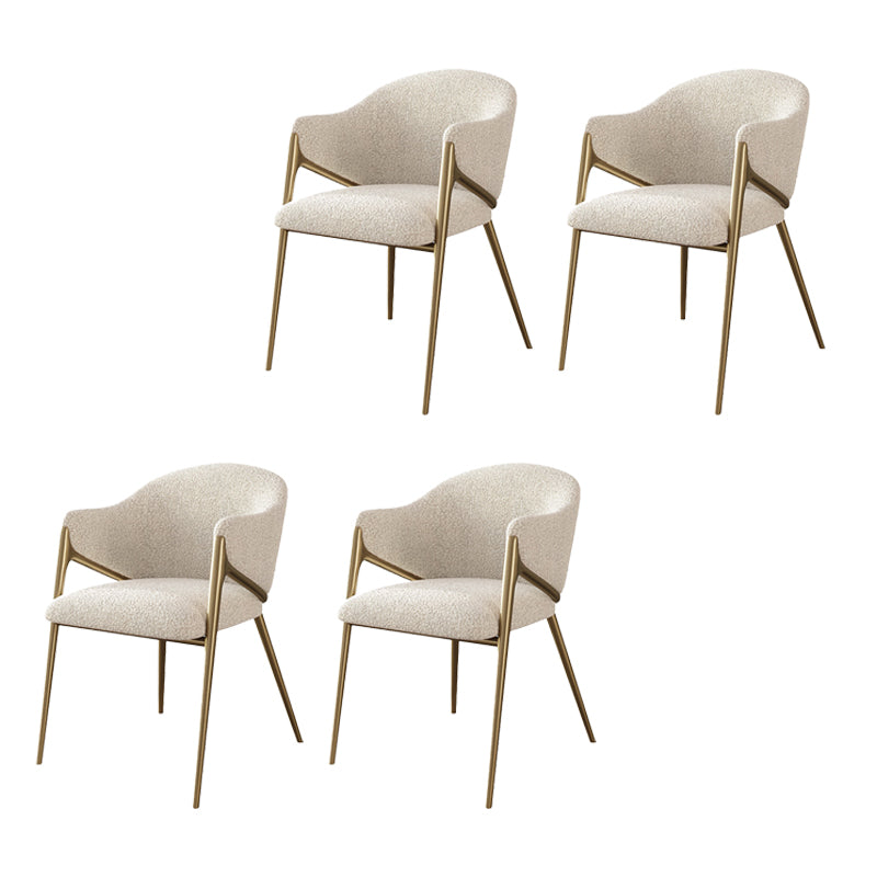 Glam Indoor Upholstered Dining Chair Gold Legs Parsons Arm Chair White 4 Piece Set Clearhalo 'Dining Chairs' 'Dining Tables & Seating' 'dining_chair' 'furn' 'furn_dining_chair' 'Furniture' 'Kitchen & Dining Furniture' 6576145