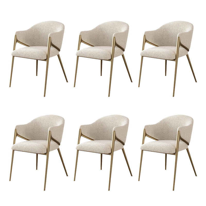 Glam Indoor Upholstered Dining Chair Gold Legs Parsons Arm Chair White 6 Piece Set Clearhalo 'Dining Chairs' 'Dining Tables & Seating' 'dining_chair' 'furn' 'furn_dining_chair' 'Furniture' 'Kitchen & Dining Furniture' 6576146
