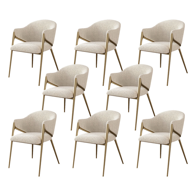 Glam Indoor Upholstered Dining Chair Gold Legs Parsons Arm Chair White 8 Piece Set Clearhalo 'Dining Chairs' 'Dining Tables & Seating' 'dining_chair' 'furn' 'furn_dining_chair' 'Furniture' 'Kitchen & Dining Furniture' 6576149