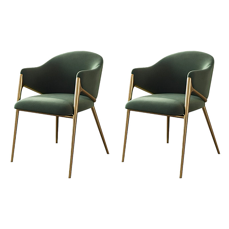 Glam Indoor Upholstered Dining Chair Gold Legs Parsons Arm Chair Green 2 Piece Set Clearhalo 'Dining Chairs' 'Dining Tables & Seating' 'dining_chair' 'furn' 'furn_dining_chair' 'Furniture' 'Kitchen & Dining Furniture' 6576151