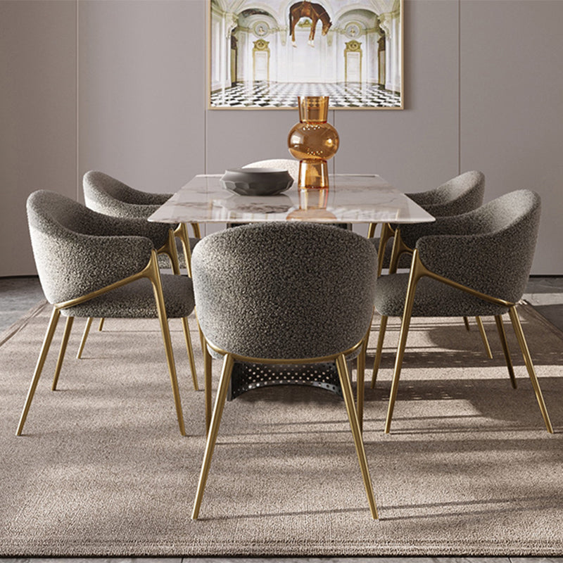 Glam Indoor Upholstered Dining Chair Gold Legs Parsons Arm Chair Clearhalo 'Dining Chairs' 'Dining Tables & Seating' 'dining_chair' 'furn' 'furn_dining_chair' 'Furniture' 'Kitchen & Dining Furniture' 6576162